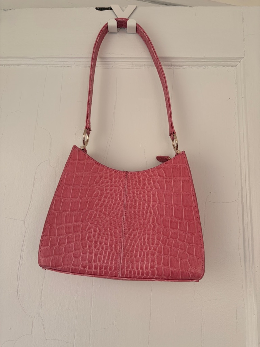 Liz Claiborne Pink Croc-Embossed Shoulder Bag
